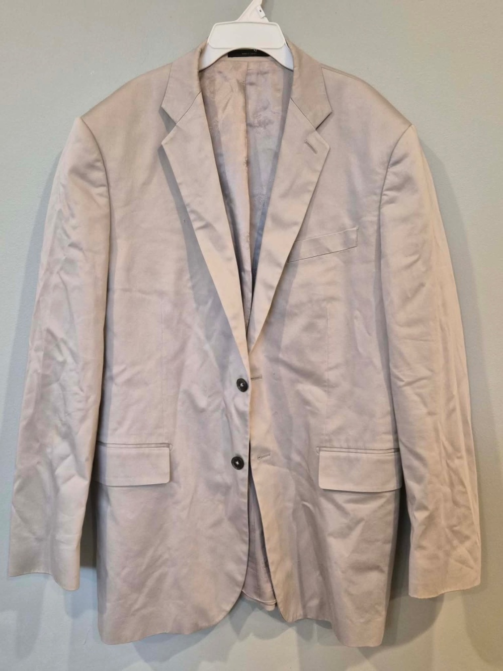 Express Mens Cotton Beige Corporate Office Two Button Sport Coat Blazer XL 44R
